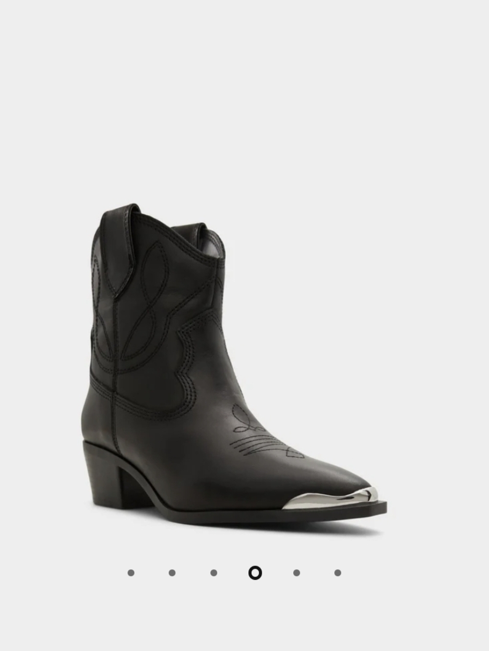 Aldo Black Western Ankle Boots with Silver Toe Caps